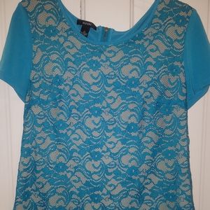 Ladies Alfani Lace Front blouse-shirt-top Sz L
